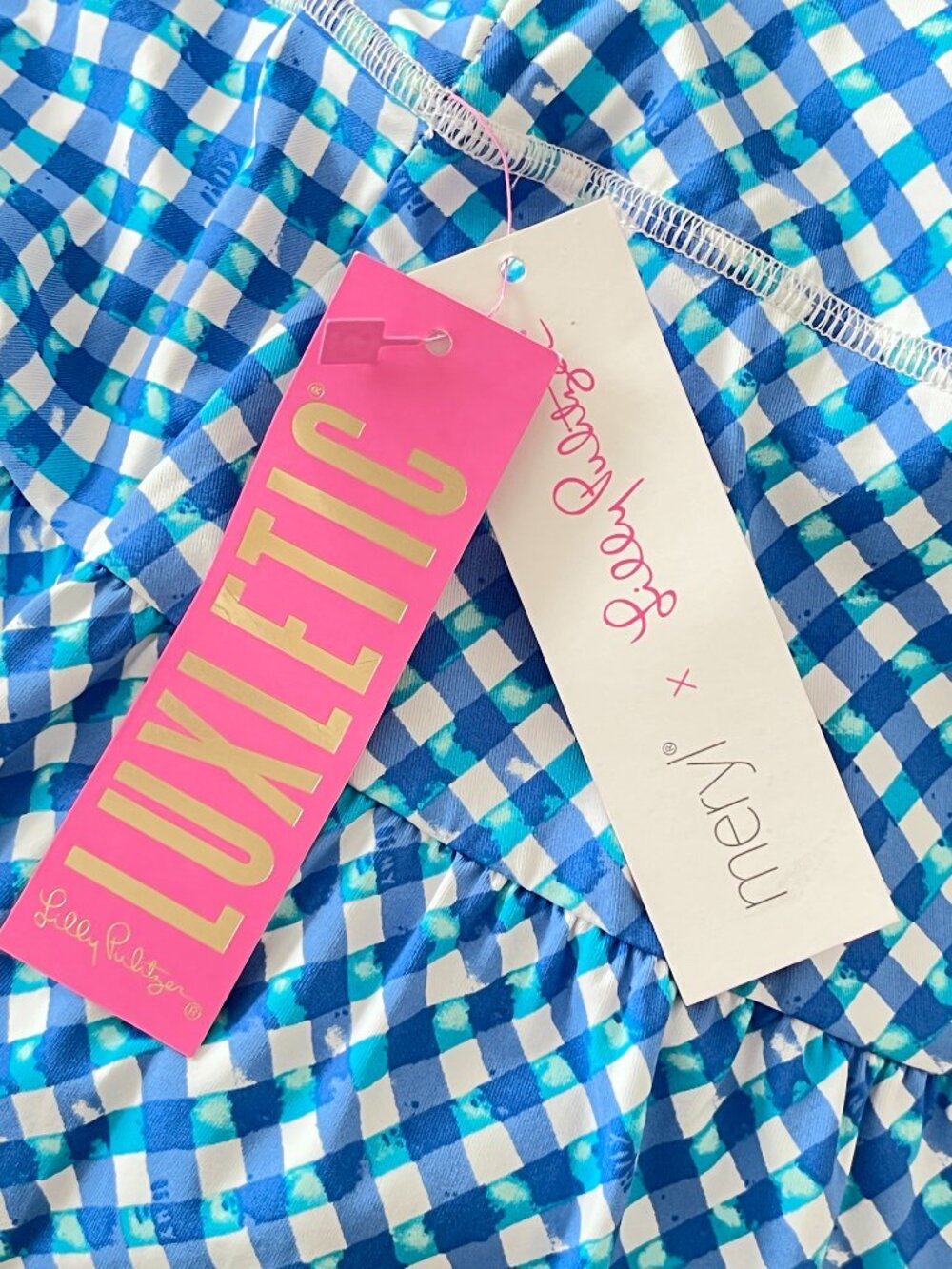 New Lilly Pulitzer Luxletic Skort Gardenia Skirt Shorts Boca Blue White Check XS - Picture 6 of 13